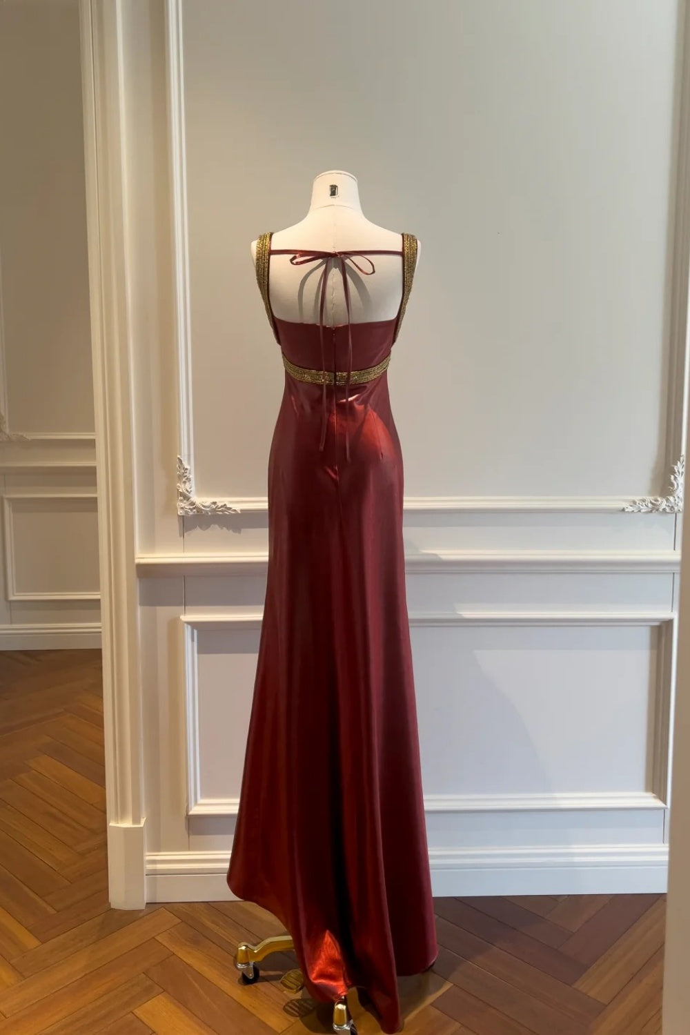 Leather red vintage dress gh6796