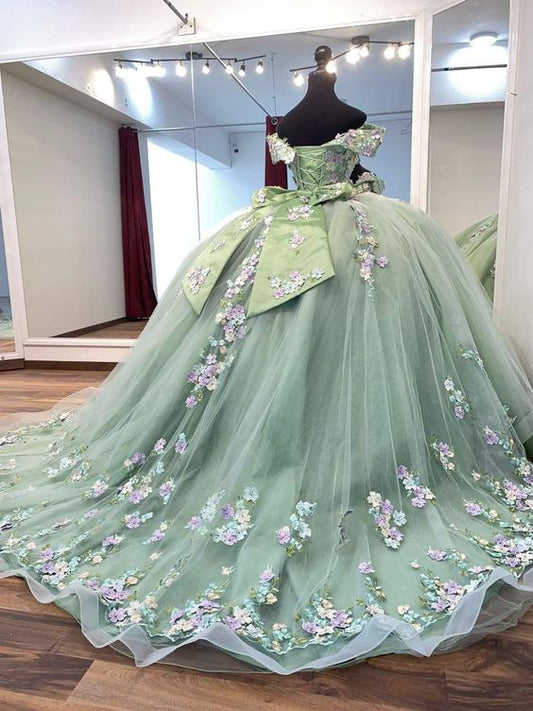 A Line Quinceanera Dress Lace Appliques Sweet 16 15 Ball Gown