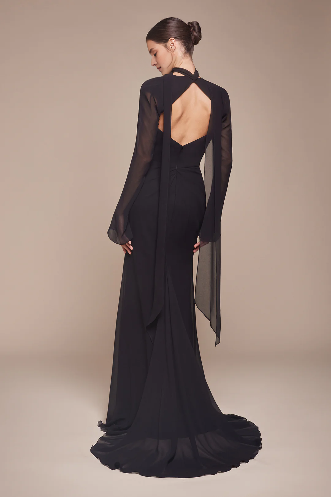 Chiffon long strapless long sleeved slim fit skirt