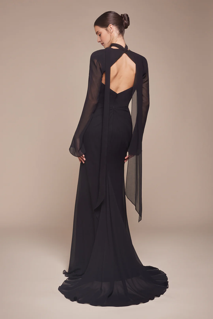 Chiffon long strapless long sleeved slim fit skirt