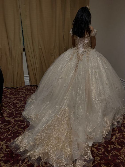 Glittering Quinceanera Dresses Lace Princess Dress Birthday Party Gowns Ball Gowns