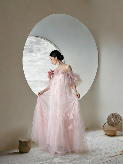 Light pink backless sexy long ball gown R8019