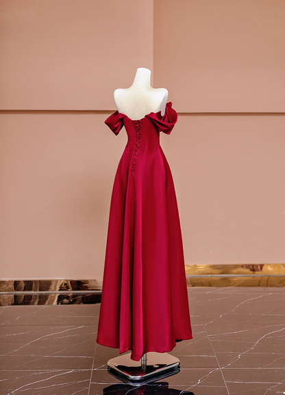 Red off-the-shoulder fitted long elegant ball gown/bridal dress R8422
