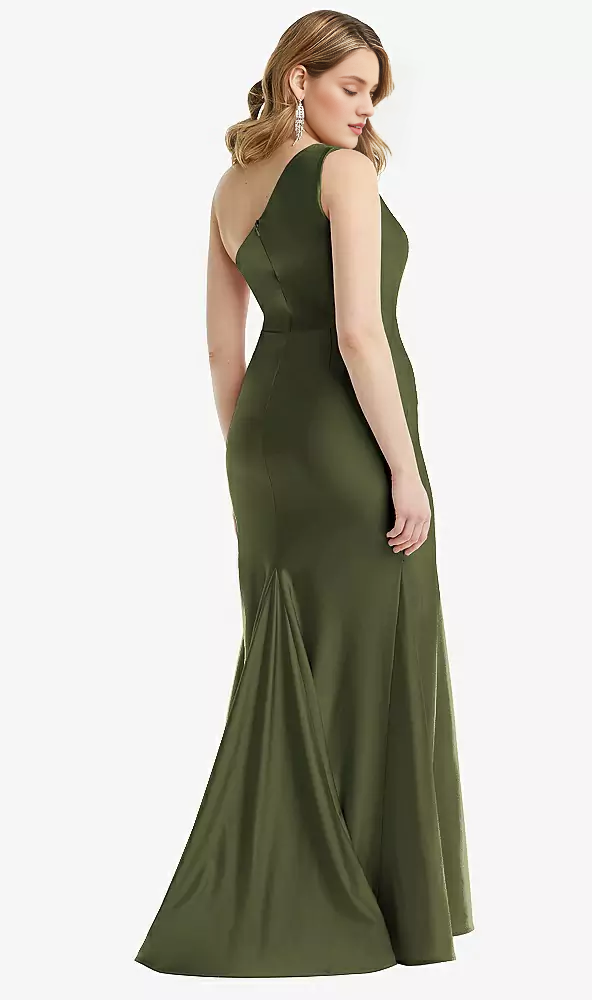 One shoulder hanging chiffon and floor length Prom dress