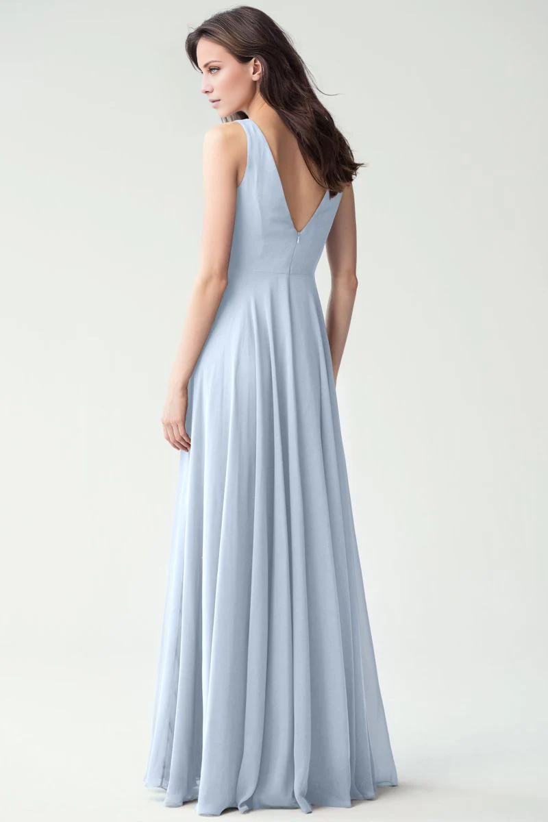 collar off shoulder sleeveless backless and floor length Prom dress