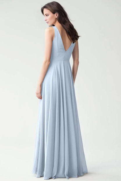 collar off shoulder sleeveless backless and floor length Prom dress