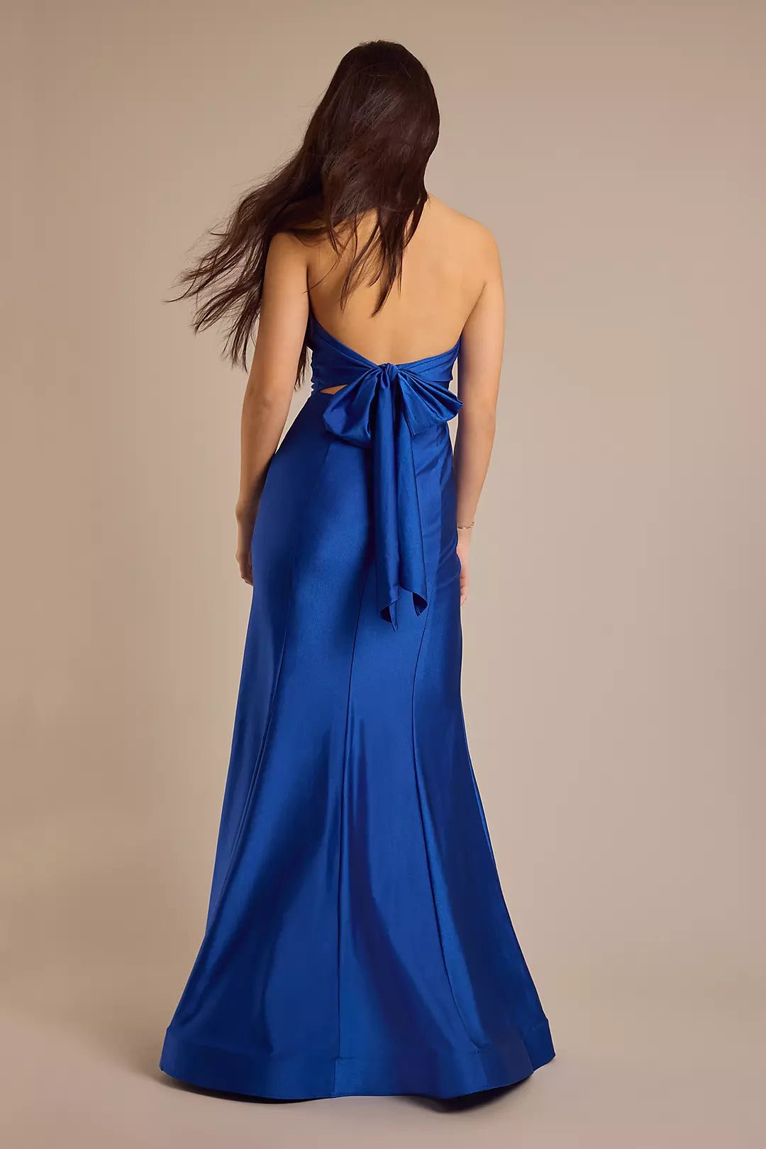 Satin Tie-Back Halter Mermaid Dresses prom dress