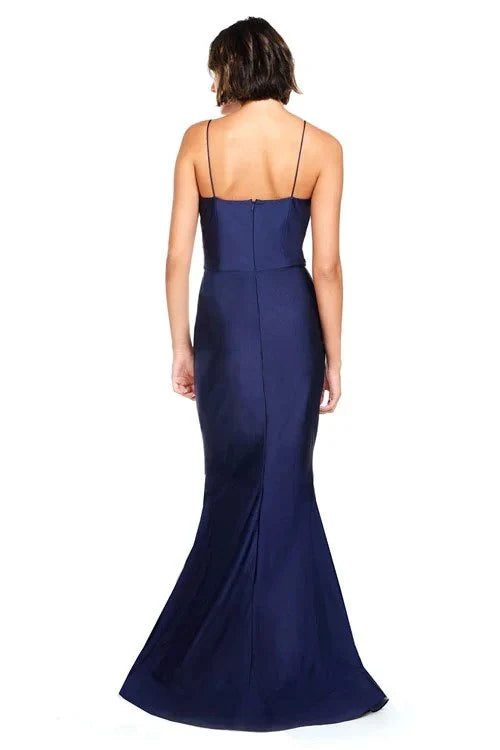 scarf collar off shoulder sleeveless thin shoulder straps backless and floor length Prom dress