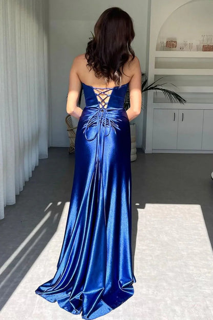 Mermaid Deep V-neck Treasure Blue Long Prom Dress