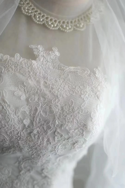 White sleeveless fitted waist mermaid long ball gown R6766