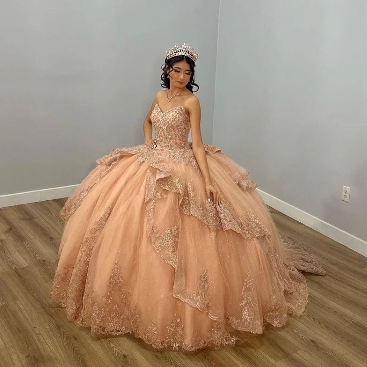 Champagne Shiny Off The Shoulder Ball Gown Quinceanera Dress Appliques Lace Beaded Birthday Party Gowns Sweet 16 vestidos