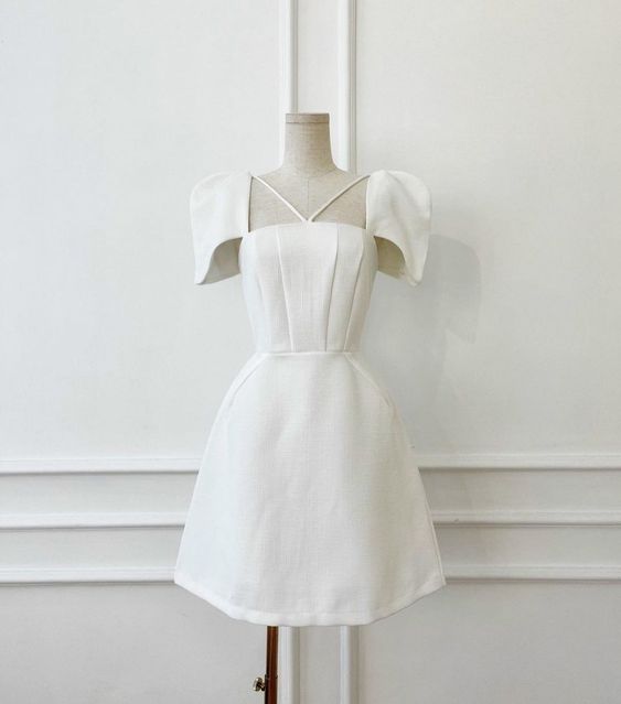 White Short Prom Dress Short Party Gown
