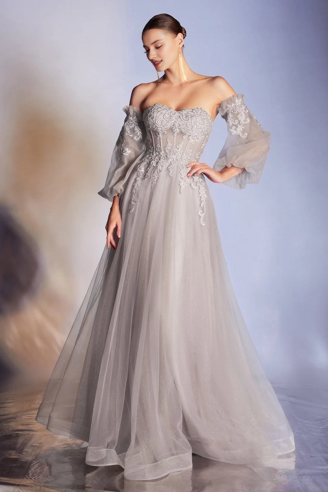 Lace applique long corset dress