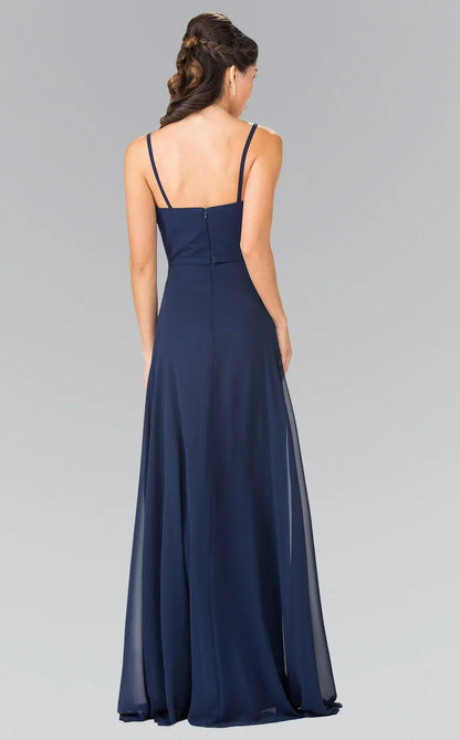 A-line V-neck folds and floor length horn Prom dress