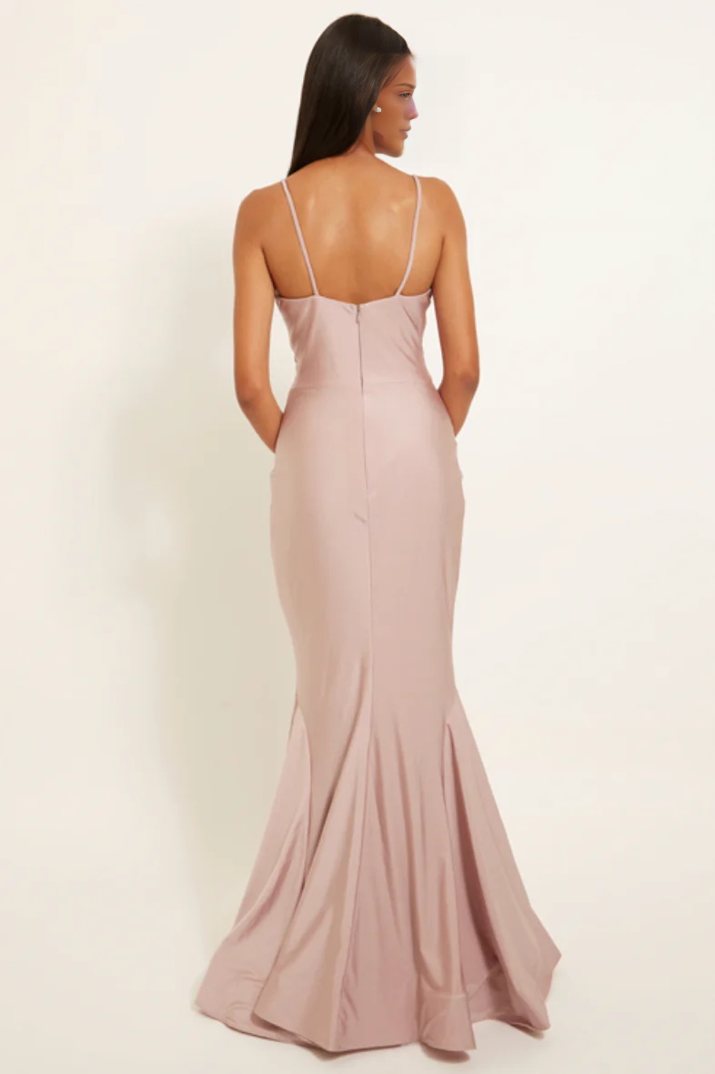 mermaid deep V-neck off shoulder sleeveless backless and floor length Prom dress