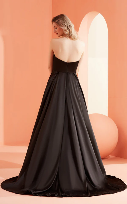 A-line heart-shaped neckline with strapless side slits and floor length Prom dress