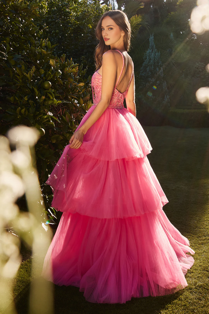 Beaded long neck hanging tight corset dress