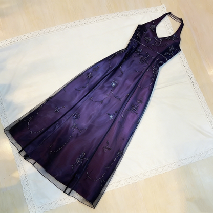 Purple Vintage Fashion Ombre Beaded Empire Waist Halter Long Elegant Prom Gown Evening Gown Party Dress gh3603