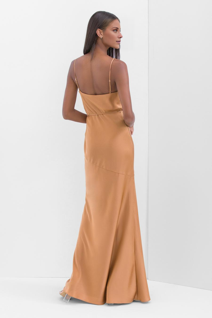 square neckline sleeveless backless side slit and floor length evening dress