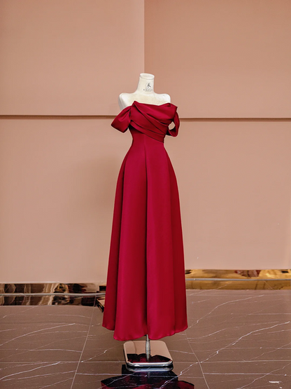 Red off-the-shoulder fitted long elegant ball gown/bridal dress R8422