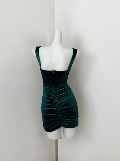 Teal Simple Fashion Short Velvet Homecoming Dress Birthday Dress Prom Dress Party Dress gh4829