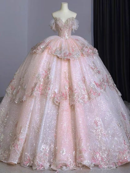 Ball Gown Sweet 16 Dress Off the Shoulder Pink Sweet 16 Dresses