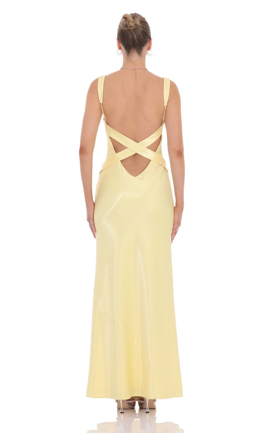 V collar off shoulder sleeveless satin backless and floor length Prom dress