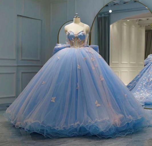 Ball Gown Prom Dresses Princess Prom Dresses Sweet 16 Dresses Quinceanera Dresses Blue Prom Dresses