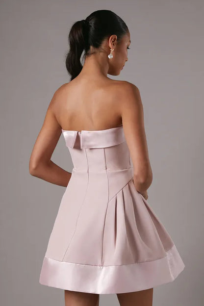 A-line off shoulder collar sleeveless backless short Homecoming Dress