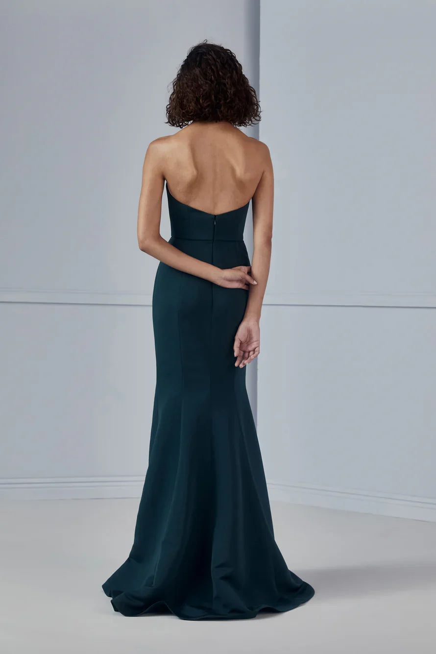 off shoulder collar sleeveless backless and floor length Prom dress