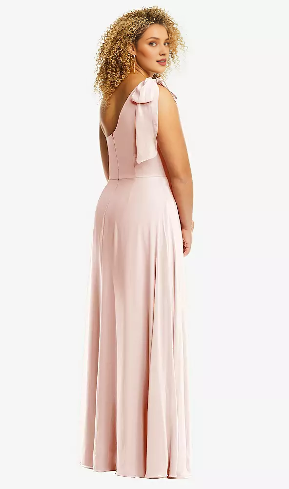 Scarf bow hanging one shoulder Prom dress