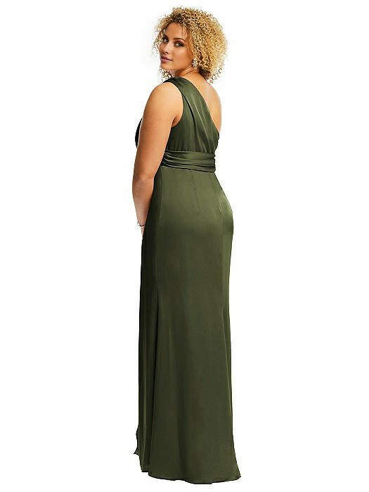 asymmetrical neckline off shoulder sleeveless backless and floor length Prom dress