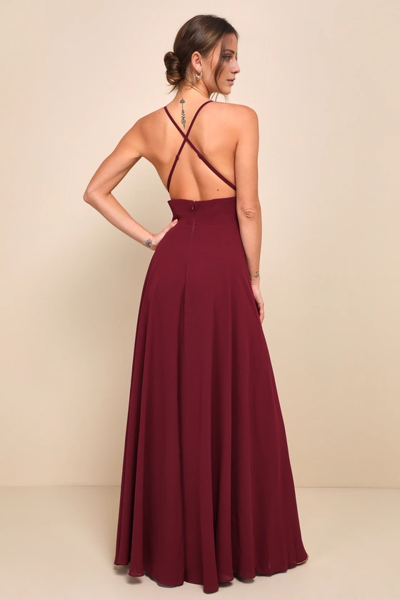 square neckline sleeveless thin shoulder strap backless side slit and floor length evening dress