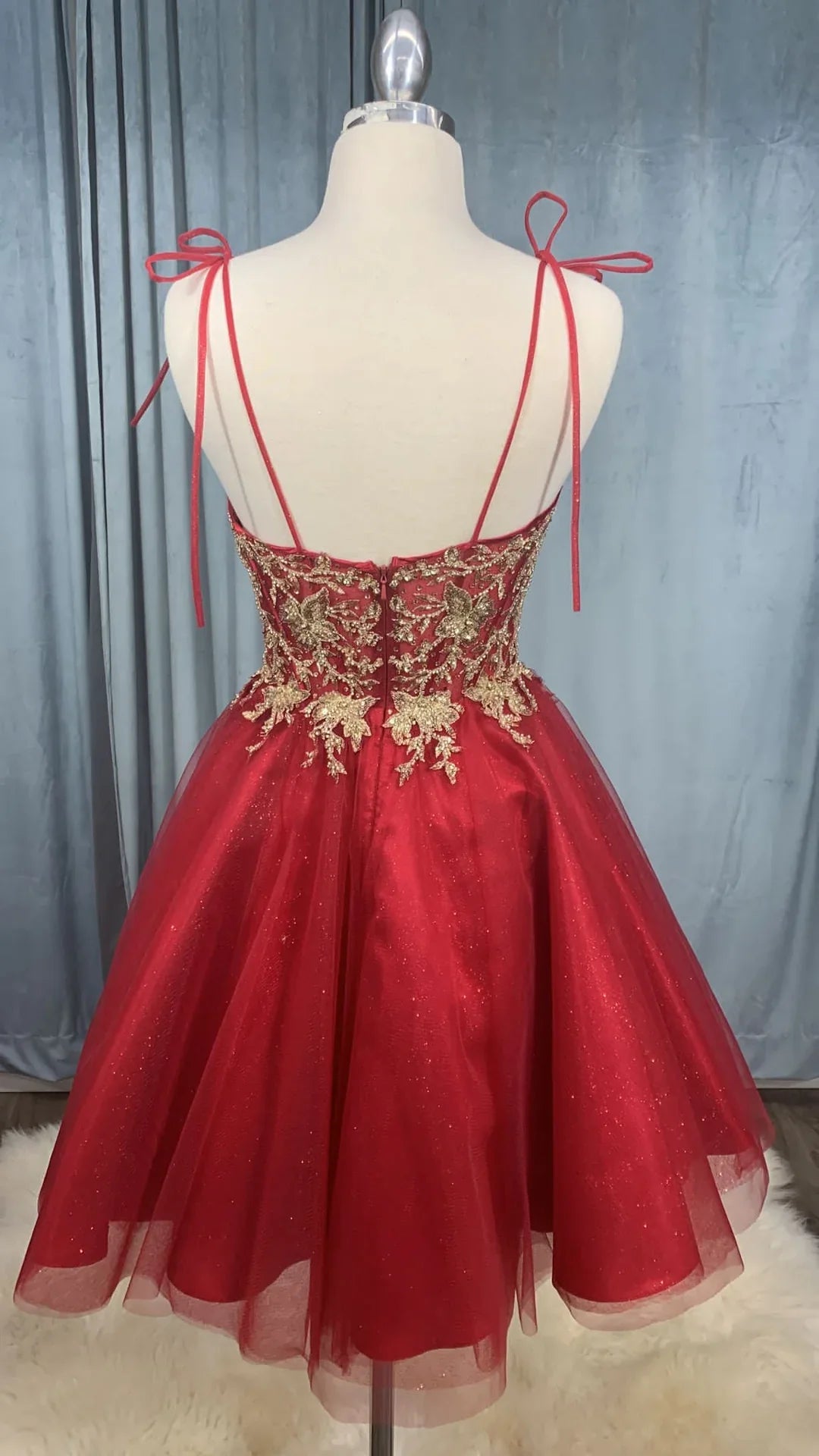 Short A-line sparkling chiffon dress