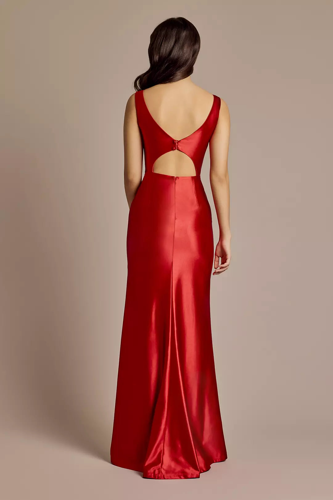 Sculpting Satin Tank V-Neckline Sheath Dresses prom dress
