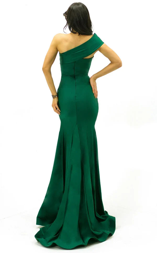 Mermaid asymmetrical neckline with side slits and floor length Prom dress