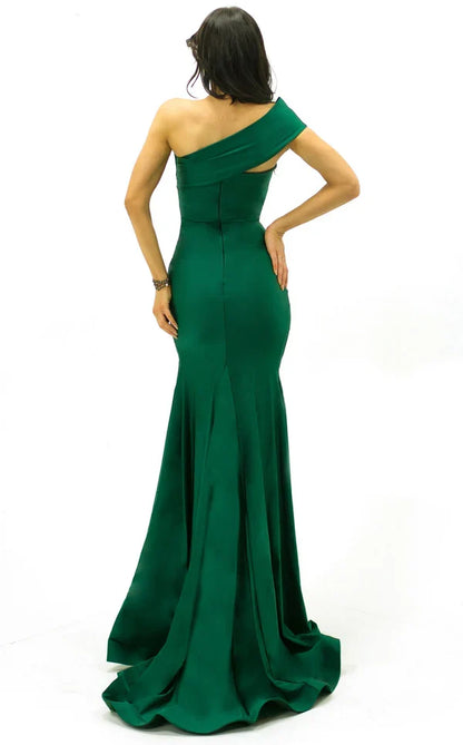 Mermaid asymmetrical neckline with side slits and floor length Prom dress
