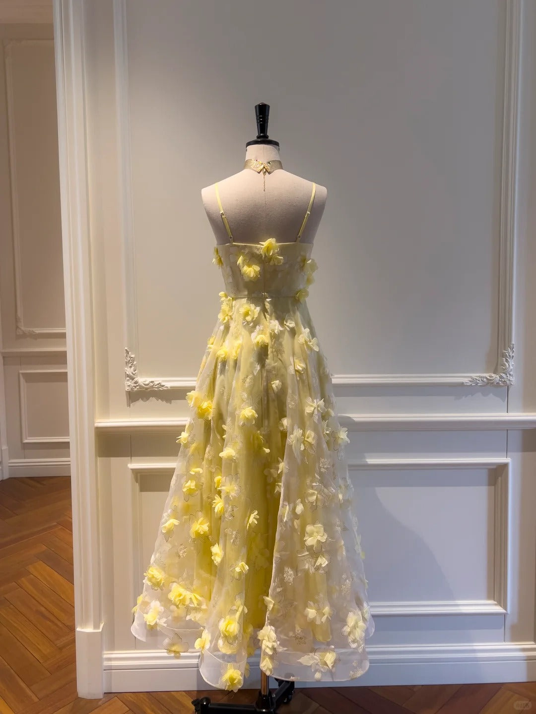 girlhomeshops--Yellow floral long chiffon prom dress gh5579