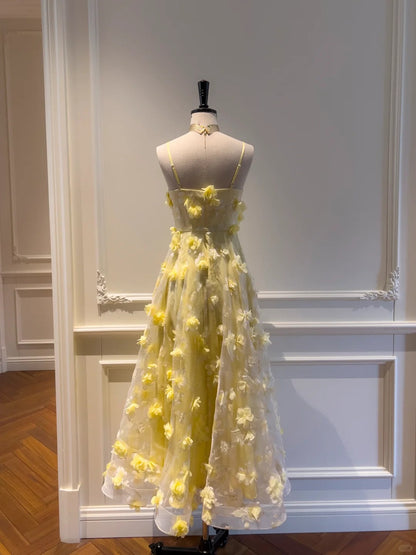 girlhomeshops--Yellow floral long chiffon prom dress gh5579