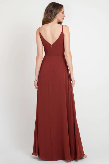 collar off shoulder sleeveless thin shoulder straps backless and floor length evening dress