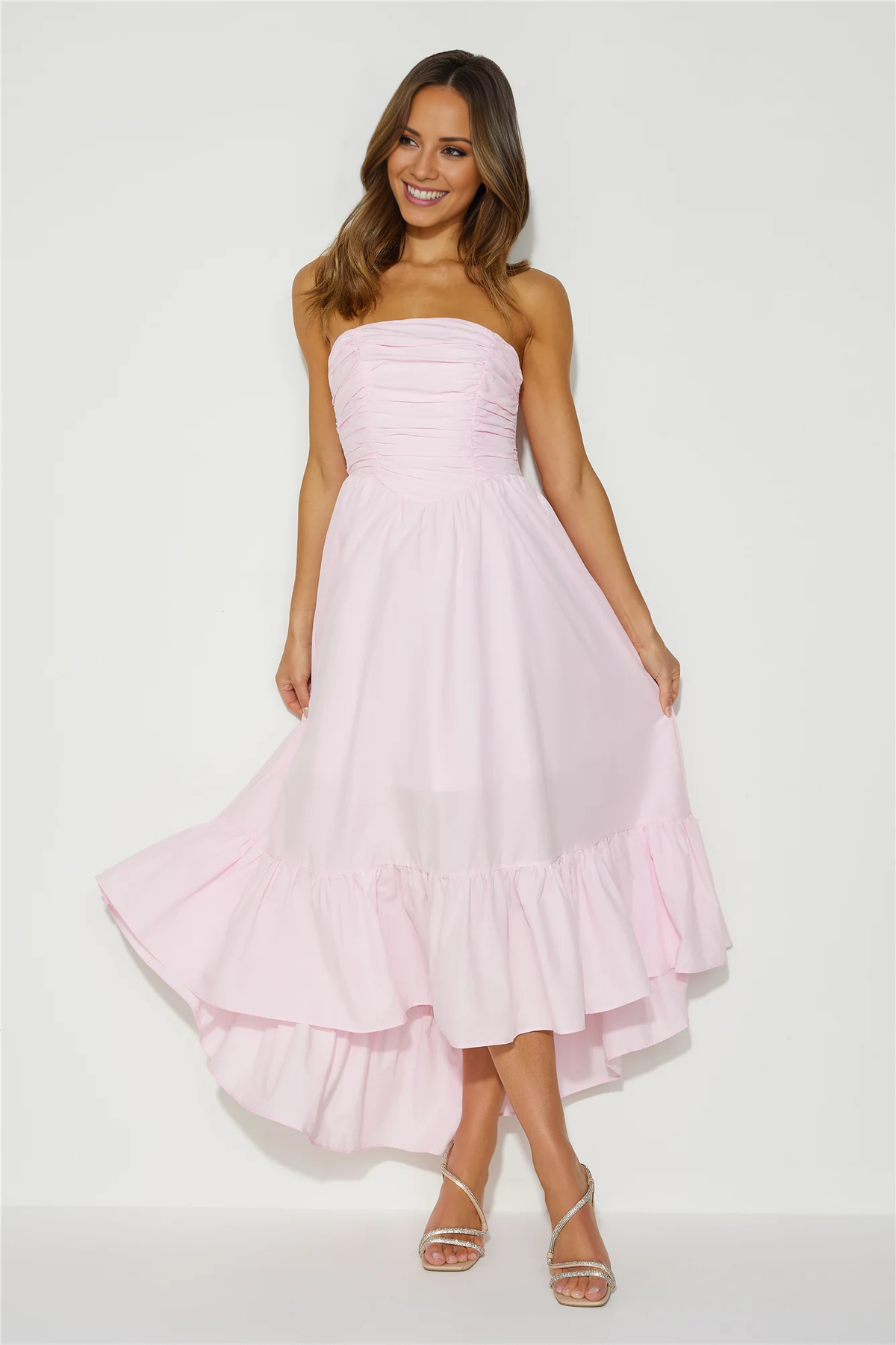 A-line off shoulder collar strapless backless long Prom dress