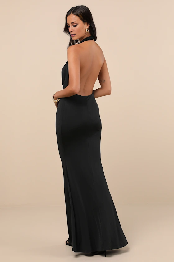 Drop neckline off shoulder sleeveless backless and floor length Prom dress