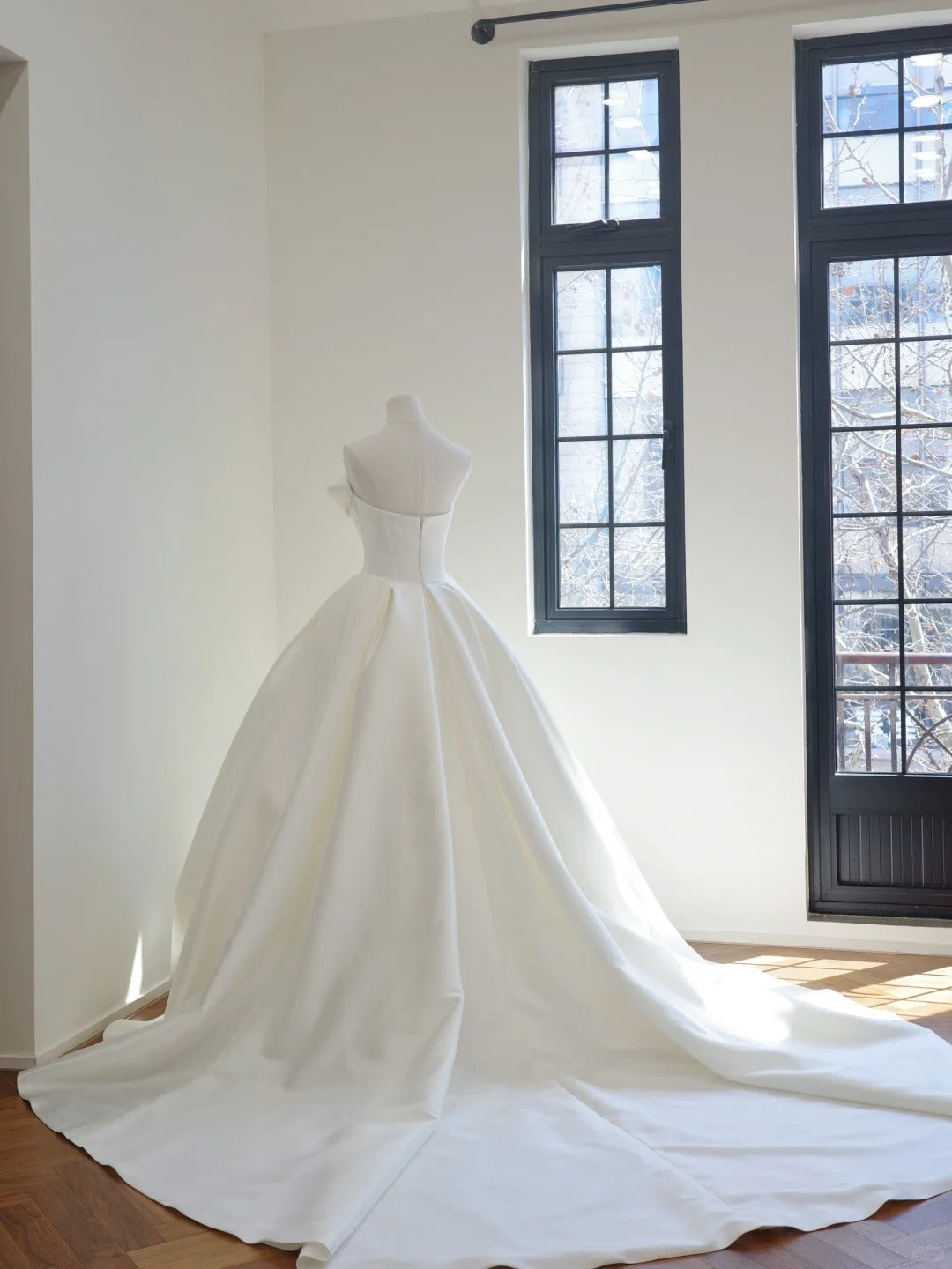 Girlhomeshops-(without veil)White Fashion Fairy Elegant Long Satin Long Trailing Prom Dress Evening Dress Wedding Dress gh5062