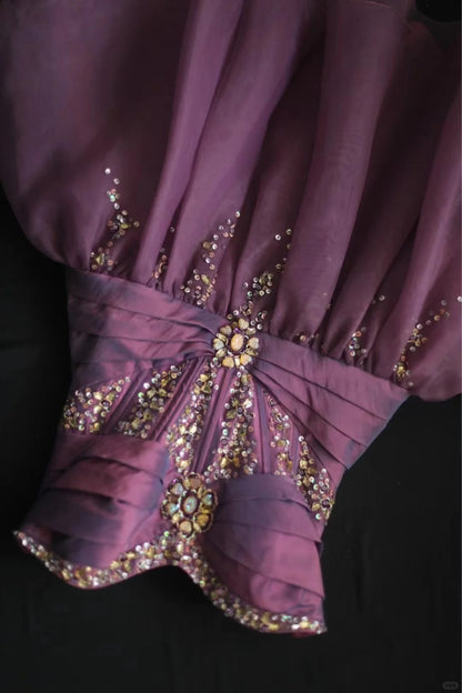 Purple retro palace puffy short homecoming dress princess dress taffeta satin organza handmade beaded adult ceremony birthday party gh4373