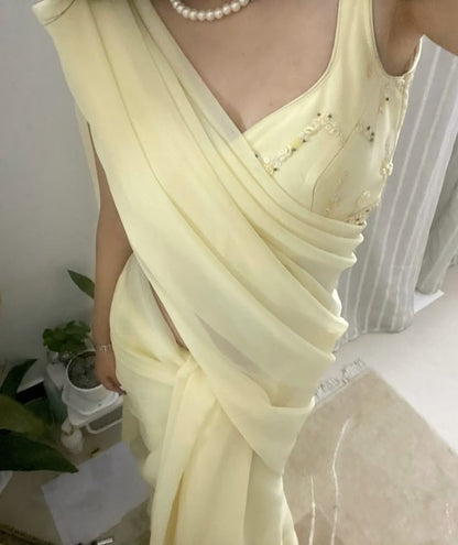 Yellow Two Piece Evening Dresses Long Prom Gowns