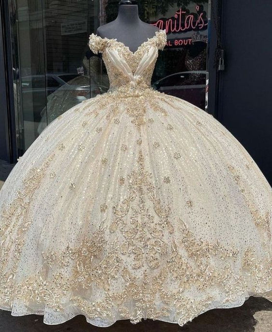 Glittering Quinceanera Dresses Lace Princess Dress Birthday Party Gowns Ball Gowns