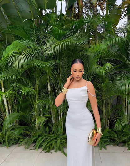 Sexy White Sleeveless Prom Dress Long Evening Gown