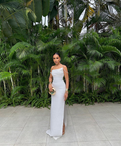 Sexy White Sleeveless Prom Dress Long Evening Gown