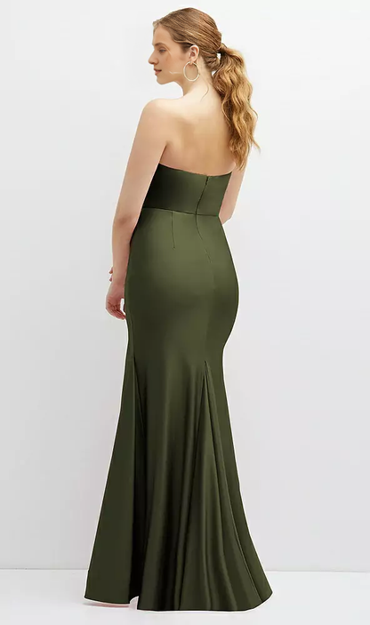 Strapless off shoulder collar with drooping satin mermaid prom dress