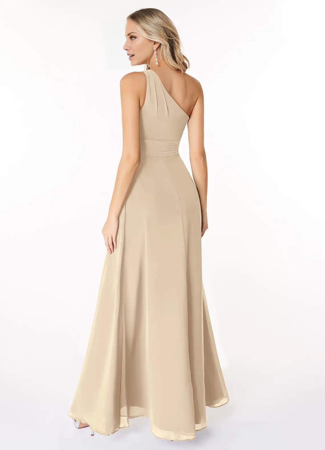 A-line shoulder chiffon dress and floor length bridesmaid dress - Dress